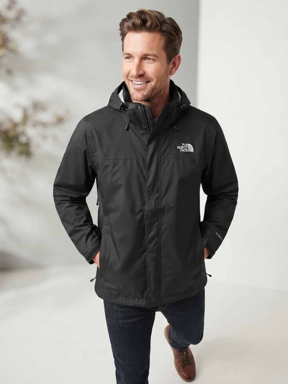 The North Face HyVent 2.5L Black Rain Jacket Hooded Windbreaker Men’s Small